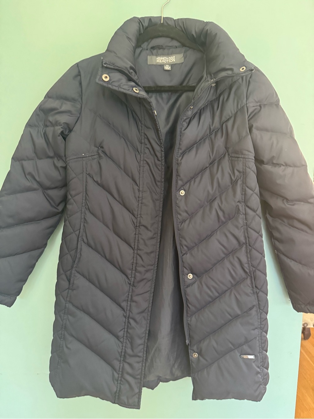 Kenneth Cole Reaction Women's Dark Navy Quilted Long Puffer Coat